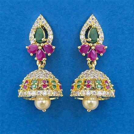American Diamond Jhumki with Gold Plating