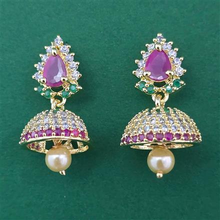 American Diamond Jhumki with Gold Plating