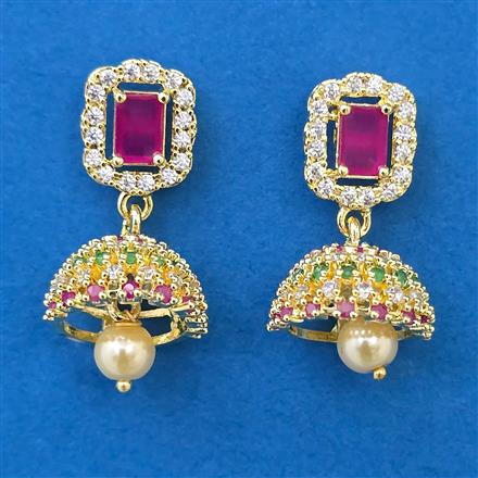 American Diamond Jhumki with Gold Plating