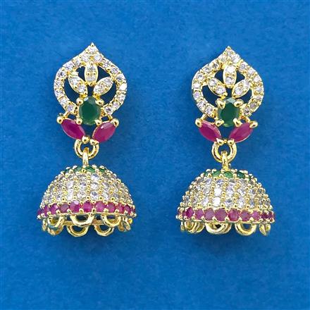 American Diamond Jhumki with Gold Plating