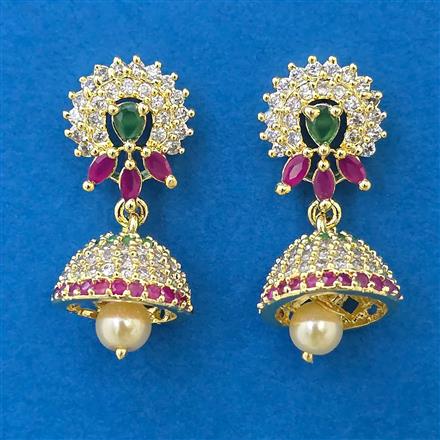 American Diamond Jhumki with Gold Plating