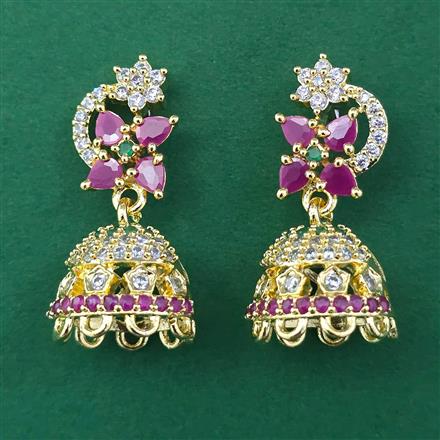 American Diamond Jhumki with Gold Plating