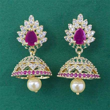 American Diamond Jhumki with Gold Plating