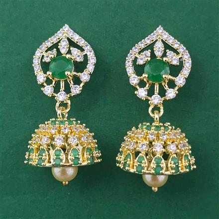American Diamond Jhumki with Gold Plating
