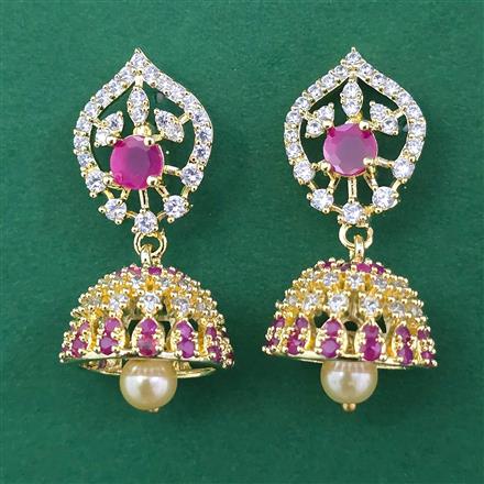American Diamond Jhumki with Gold Plating