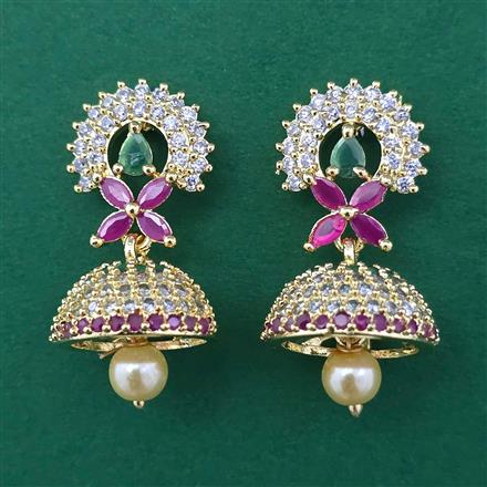 American Diamond Jhumki with Gold Plating