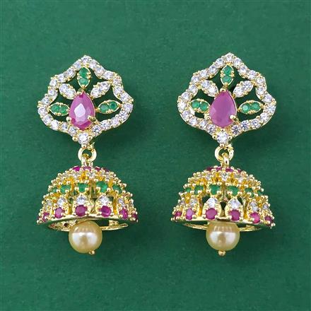 American Diamond Jhumki with Gold Plating