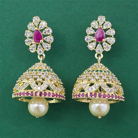 American Diamond Jhumki with Gold Plating