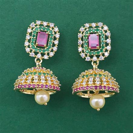 American Diamond Jhumki with Gold Plating