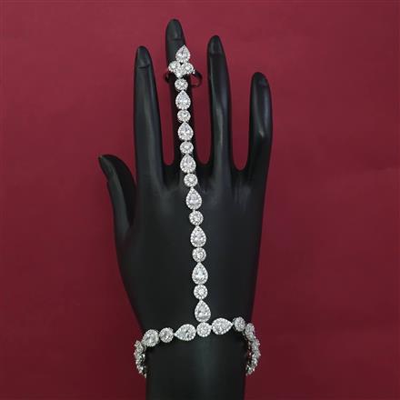 American Diamond Classic Hath Pan With Mehndi Plating Rhodium Plating