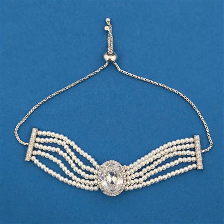 American Diamond Adjustable Bracelet with Rhodium Plating