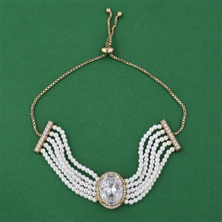 American Diamond Adjustable Bracelet with Mehndi Plating