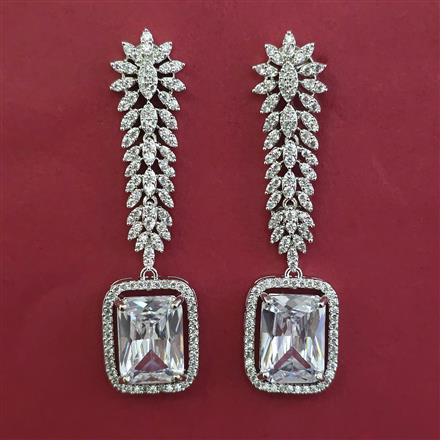 American Diamond Classic Earring with Rhodium Plating