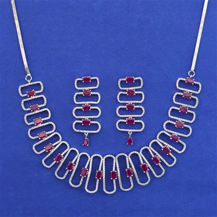 American Diamond Classic Necklace with Rhodium Plating