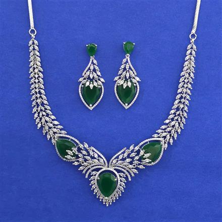 American Diamond Classic Necklace with Rhodium Plating