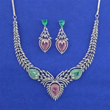 American Diamond Classic Necklace with Rhodium Plating