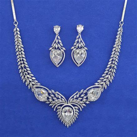 American Diamond Classic Necklace with Rhodium Plating