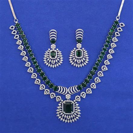 American Diamond Classic Necklace with Rhodium Plating