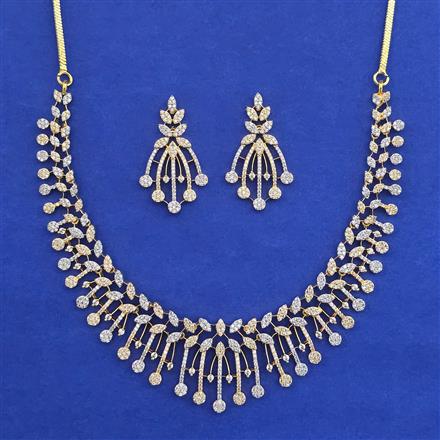 American Diamond Classic Necklace with Rhodium Plating 2 Tone Plating Mehndi Plating