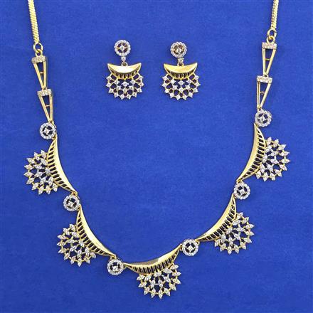 American Diamond Delicate Necklace with Rhodium Plating 2 Tone Plating