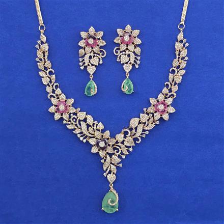 American Diamond Choker Necklace with Carat Plating