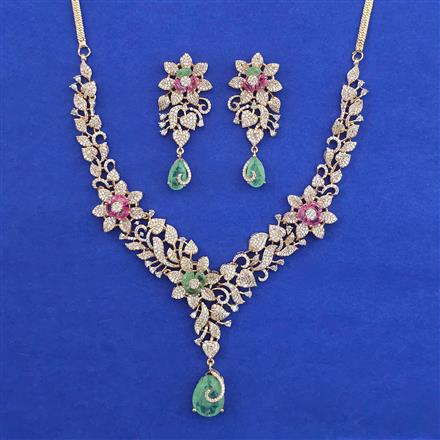 American Diamond Choker Necklace with Carat Plating