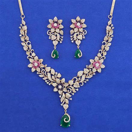 American Diamond Choker Necklace with Carat Plating