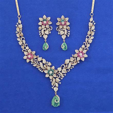 American Diamond Choker Necklace with Carat Plating