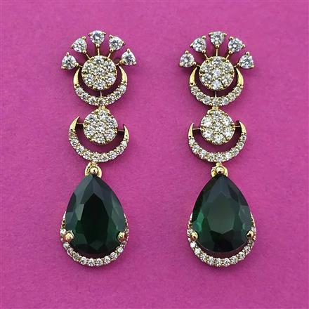 American Diamond Short Earring with Mehndi Plating