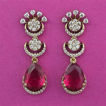 American Diamond Short Earring with Mehndi Plating