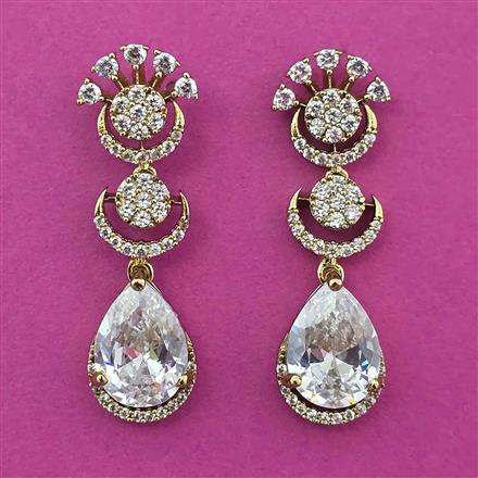 American Diamond Short Earring with Mehndi Plating