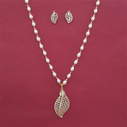 American Diamond Classic Pendant Set with Rhodium Plating 2 Tone Plating Mehndi Plating