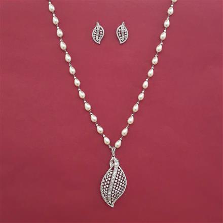 American Diamond Classic Pendant Set with Rhodium Plating 2 Tone Plating Mehndi Plating