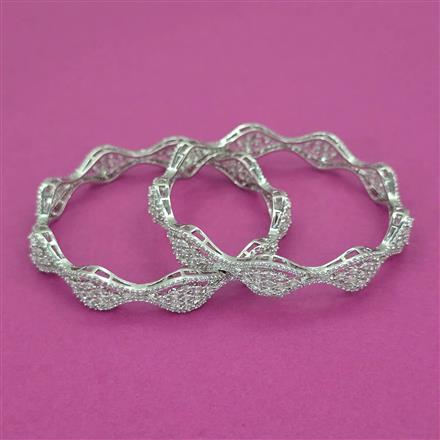 American Diamond Classic Bangles with Rhodium Plating