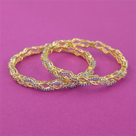 American Diamond 2 Pc Classic Bangles with 2 Tone Plating