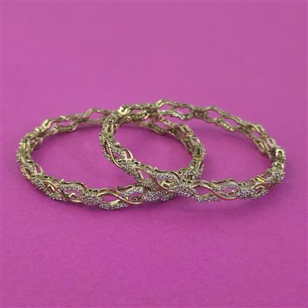 American Diamond 2 Pc Classic Bangles with Mehndi Plating