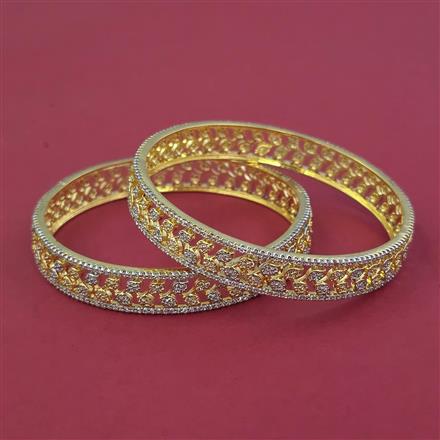 American Diamond 2 Pc Classic Bangles with Rhodium Plating