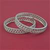 American Diamond 2 Pc Classic Bangles with Rhodium Plating