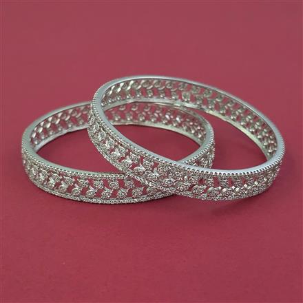 American Diamond 2 Pc Classic Bangles with Rhodium Plating