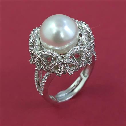 American Diamond Adjustable Ring with Rhodium Plating Carat Plating