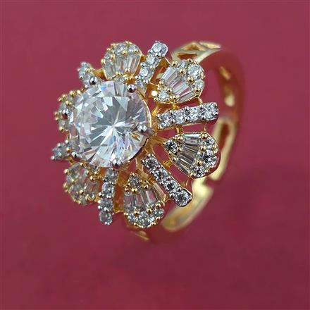 American Diamond Adjustable Ring with Rhodium Plating Carat Plating