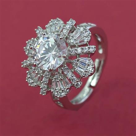 American Diamond Adjustable Ring with Rhodium Plating Carat Plating