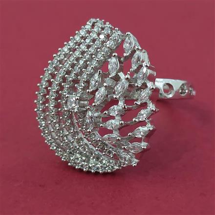 American Diamond Adjustable Ring with Rhodium Plating Carat Plating