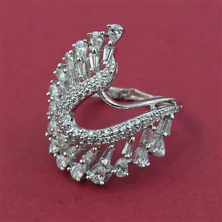 American Diamond Adjustable Ring with Rhodium Plating Carat Plating