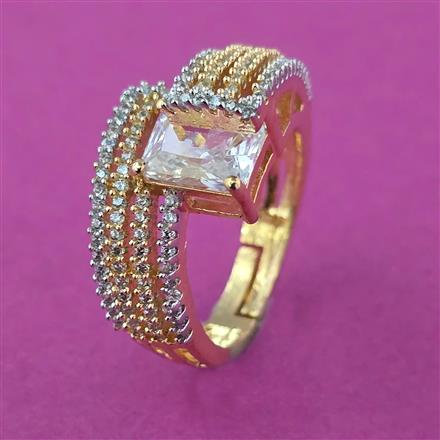 American Diamond Adjustable Ring with Carat Plating