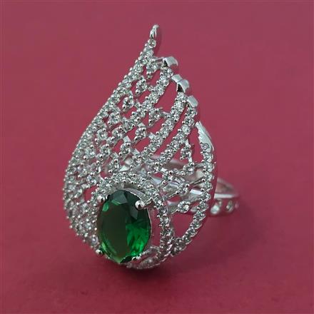 American Diamond Adjustable Ring with Rhodium Plating