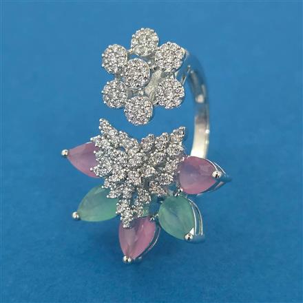 American Diamond Classic Ring with Rhodium Plating
