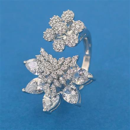 American Diamond Classic Ring with Rhodium Plating