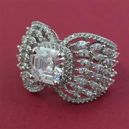 American Diamond Adjustable Ring with Rhodium Plating