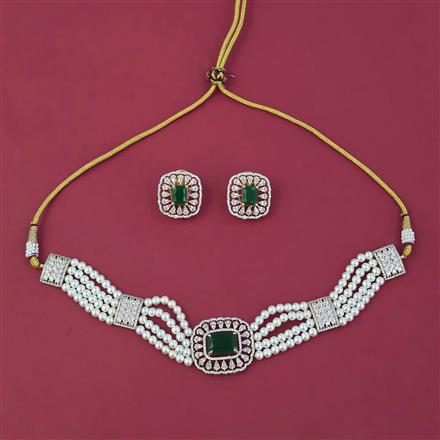 American Diamond Choker Necklace with Carat Plating